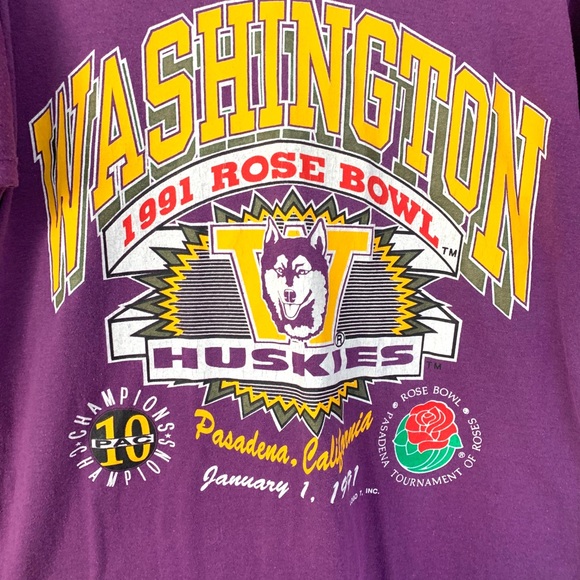 🔥Vtg 1991 Washington Huskies Rose Bowl Shirt L - Picture 2 of 5
